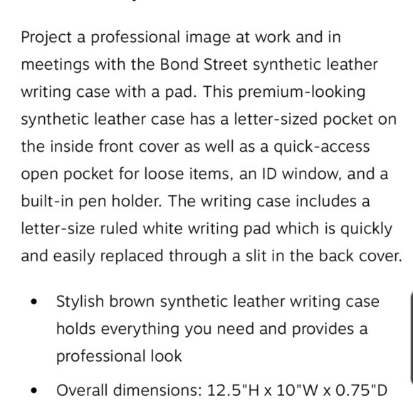 Vegan leather brown padfolio with notepad, new - Picture 5 of 6